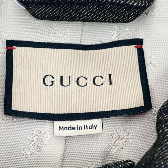 DM0083 Gucci GG Monogram Denim Jacket With Red Patch Logo - Picture 6 of 8